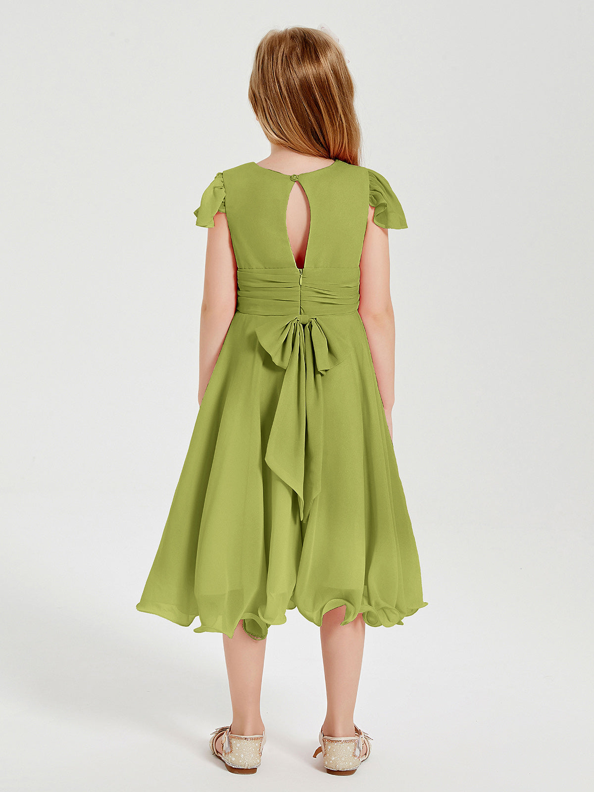 Tea Length Chiffon Junior Bridesmaid Dresses Clover